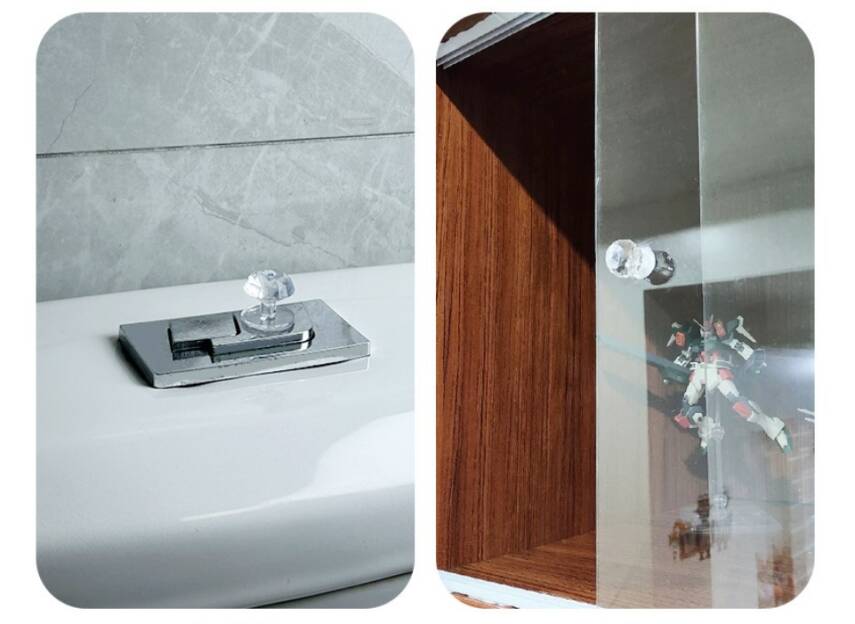 4 Adet Kristal Tasarımlı Çok Amaçlı Yapışkanlı Tutacak Buton - 5