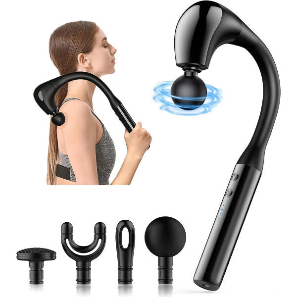 4 Başlıklı Uzun Saplı Ergonomik Profesyonel Sporcu Masaj Tabancası - 1