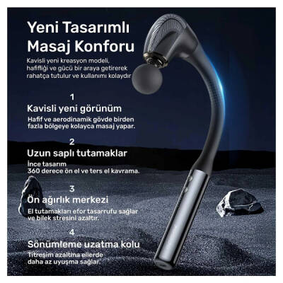 4 Başlıklı Uzun Saplı Ergonomik Profesyonel Sporcu Masaj Tabancası - 4