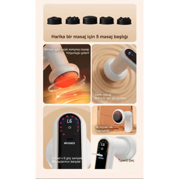 5 Başlıklı Titreşimli Sıkılaştırıcı Masaj Makinesi - 5
