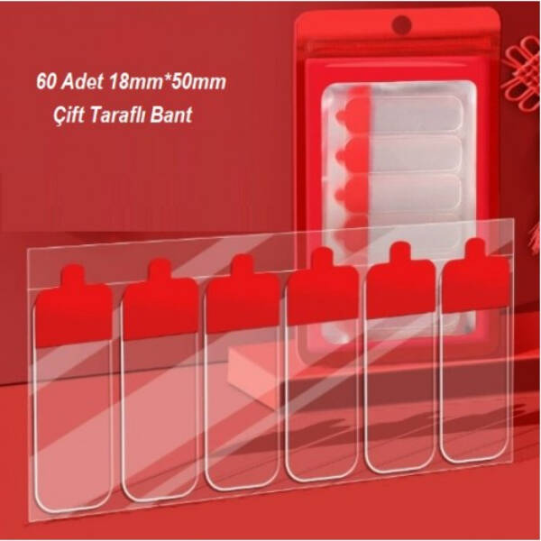 60 Parça Kolay Açılır Güçlü Çift Taraflı Bant 18mmx50mm - 1