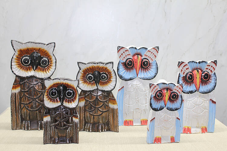 Ahşap 3'lü Baykuş Seti 30 cm - 1