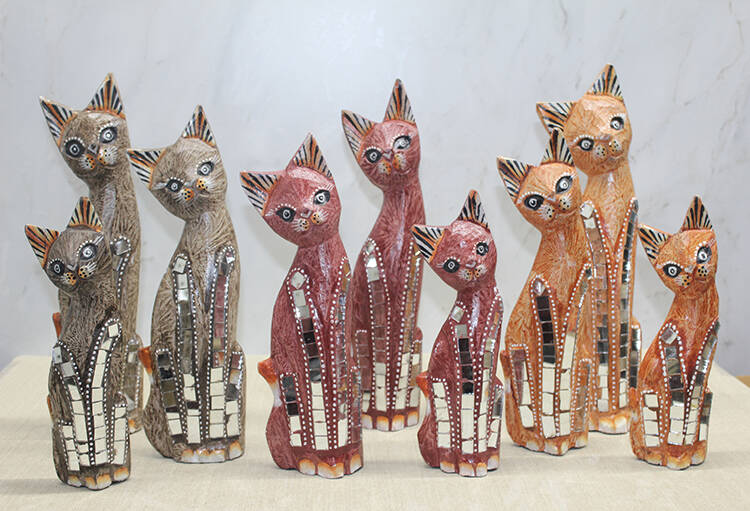 Ahşap 3'lü Kedi Seti 30 Cm Model 2 - 1