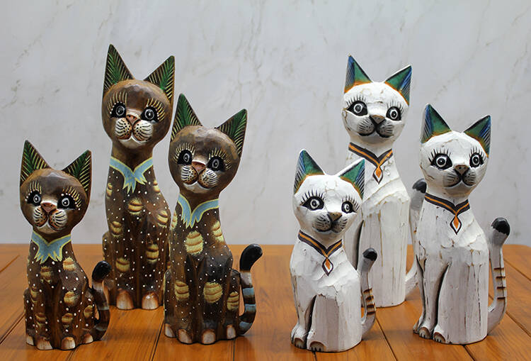 Ahşap 3'lü Kedi Seti 30 Cm - 1