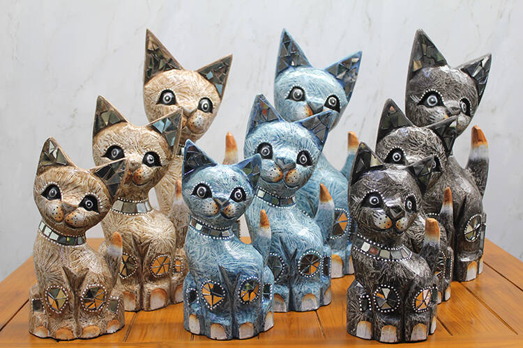 Ahşap 3'lü Kedi Seti 40 Cm - 1