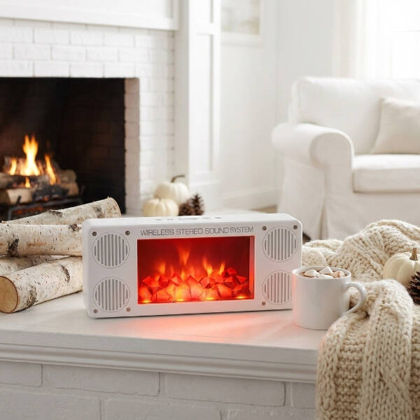 Alev Şömine Efektli Bluetooth Hoparlör Beyaz - 1