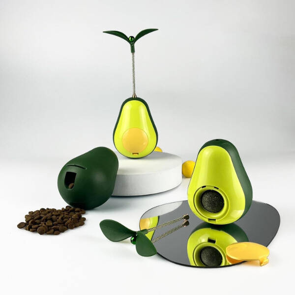 Avokado Şeklinde Kedi Naneli ve Mama Hazneli Kedi Oyuncağı - 1