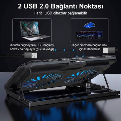 Ayarlanabilir Yükseklik Kademeli Laptop Soğutucu Fan - 4