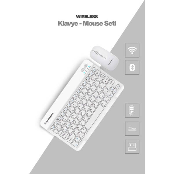 Beyaz Kablosuz Klavye Ve Mouse Seti - 1