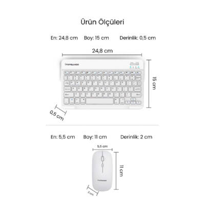 Beyaz Kablosuz Klavye Ve Mouse Seti - 3