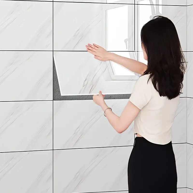 Beyaz Mermer Desenli Alüminyum Plastik Duvar Stickerı - 1