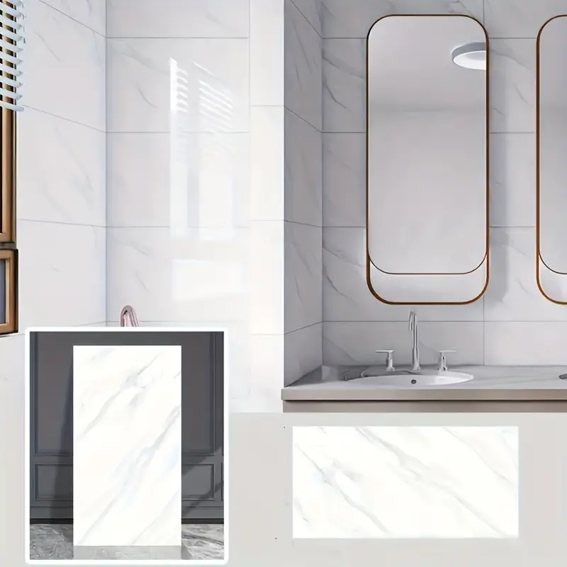 Beyaz Mermer Desenli Alüminyum Plastik Duvar Stickerı - 3