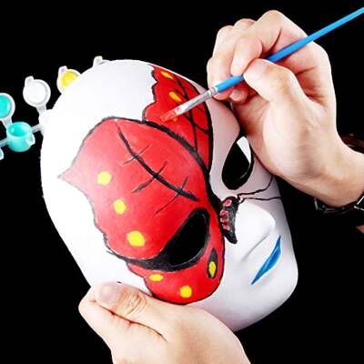 Beyaz Renk Boyanabilir Tam Yüz Cosplay Maske 24x18 cm - 3