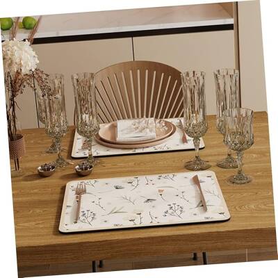 Çiçekli Kaymaz Servis Matı - 5