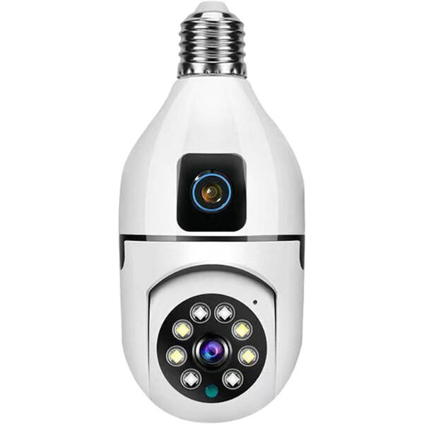 Çift Lensli Duy Girişli Kablosuz Ampul Kamera - 3