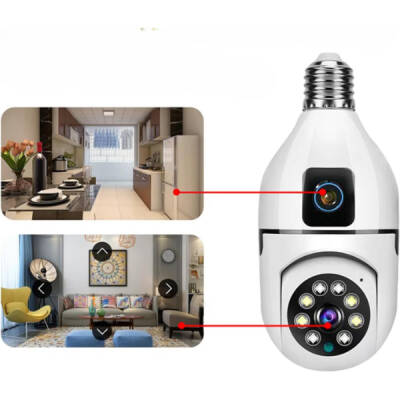Çift Lensli Duy Girişli Kablosuz Ampul Kamera - 5