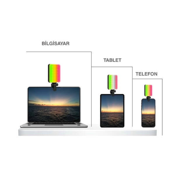 Clip-Fill Taşınabilir Mini RGB Led Selfie Işığı - 3