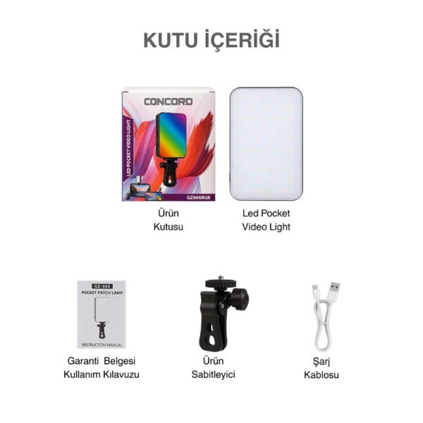 Clip-Fill Taşınabilir Mini RGB Led Selfie Işığı - 5