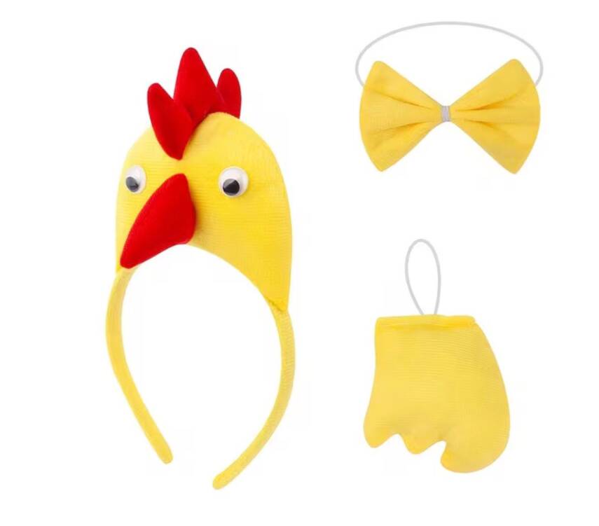 Çocuk Horoz Tavuk Kostüm Seti 3 Parça (Taç + Papyon + Kuyruk) - 1