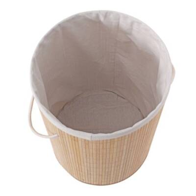 DecoHandy Yuvarlak Bambu Kirli Sepeti - 3
