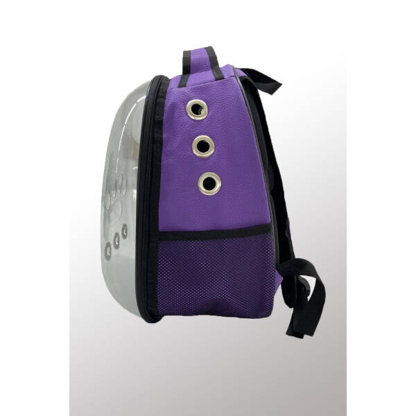 Deri Astronot Kedi Ve Köpek Taşıma Çantası Mor - 2