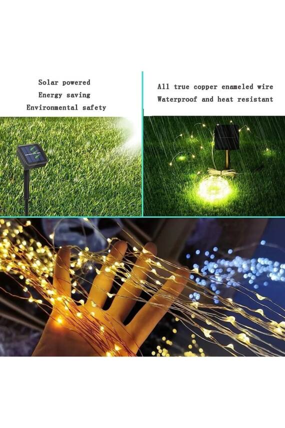 Güneş Enerjili 200 LED Dış Mekan Aydınlatma Şeridi - 2