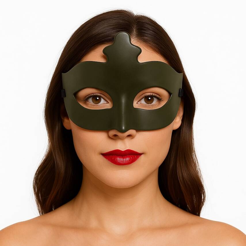 Haki Yeşil Renk Masquerade Venedik Balo Maskesi - 1