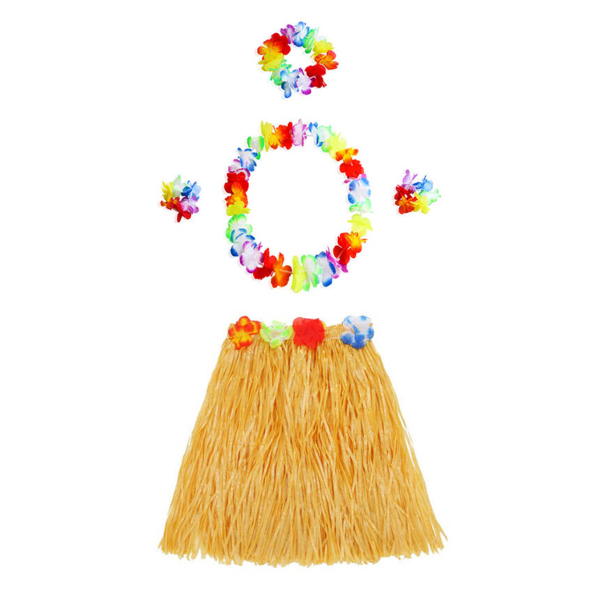 Hawaii Kolye Etek Taç ve Bileklik Seti Turuncu - 1