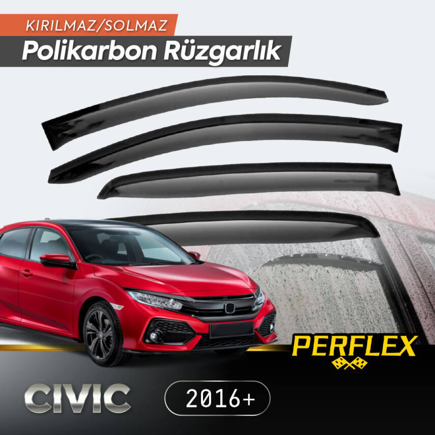 Honda Civic 2016+ Cam Rüzgarlığı V2 Mugen - 1