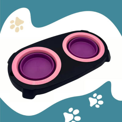 İkili Katlanabilir Evcil Hayvan Mama Kabı ve Standı (1)