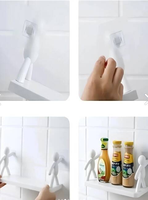 İnsan Figürlü Yapışkanlı Çok Amaçlı Duvar Rafı - 4