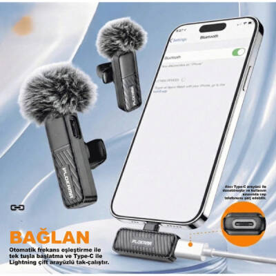 Kablosuz Type-C Yaka Mikrofonu - 4