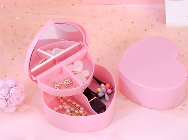 Kalp Tasarımlı Aynalı Takı Saklama Kutusu - 1