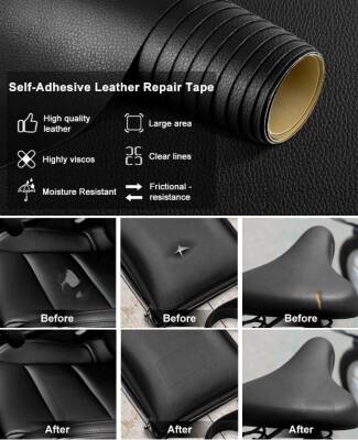Kendinden Yapışkanlı Deri Döşeme Tamir Kiti Siyah 100x50 - 3