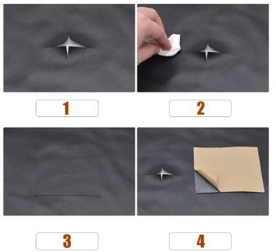 Kendinden Yapışkanlı Deri Döşeme Tamir Kiti Siyah 100x50 - 4