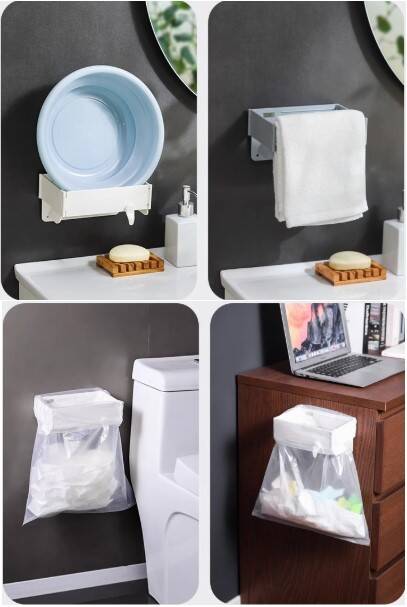 Kendinden Yapışkanlı Katlanabilir Çöp Poşeti Tutucu Aparat - 3