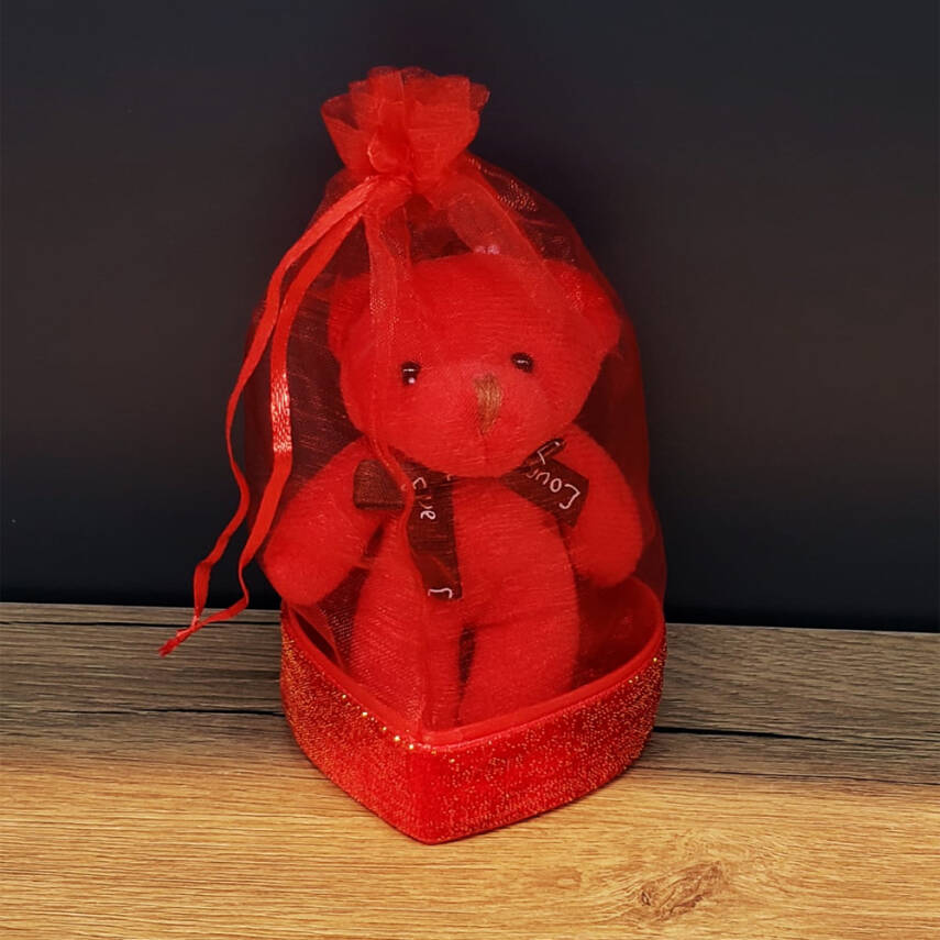 Kırmızı Hediyelik Kese İçinde Ayıcık - 1