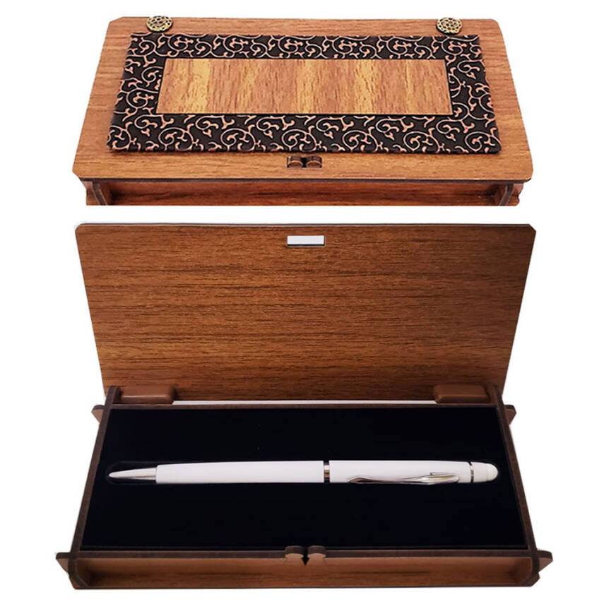 Kutulu Beyaz Metal Tükenmez Kalem - 1