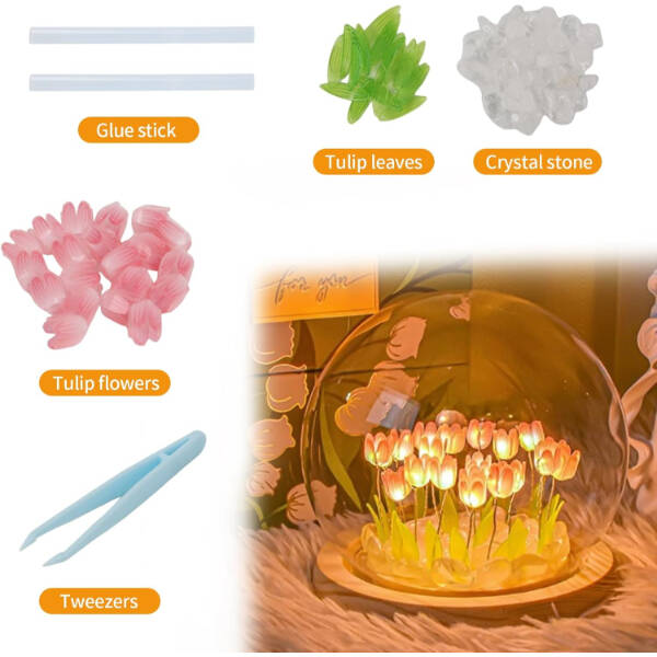 LED Işıklı Kendin Yap Lale Cam Küre - 3