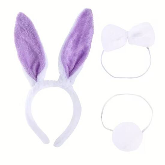 Lila Tavşan Kostüm Seti Kız Çocuk – Tütü Etek, Taç, Papyon, Ponpon - 2