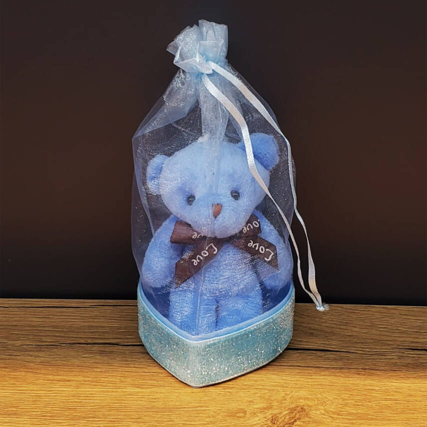 Mavi Hediyelik Kese İçinde Ayıcık - 1