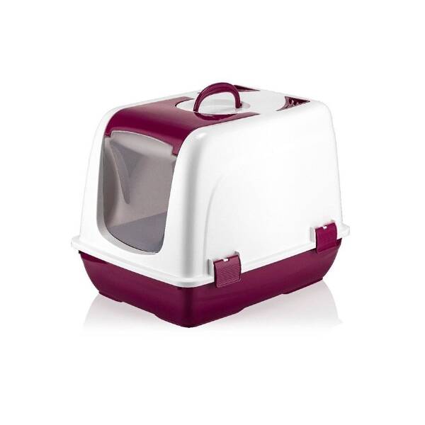 Mikopet Kapalı Küçük Kedi Tuvaleti Bordo - 1