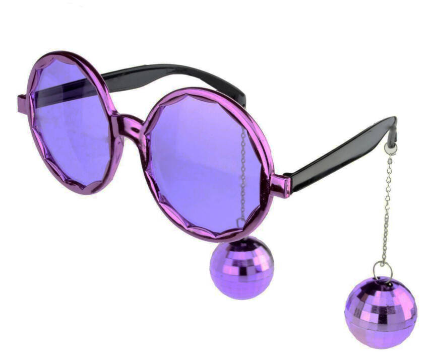 Mor Disko Topu Küpeli Parti Gözlüğü 15x16 cm - 1