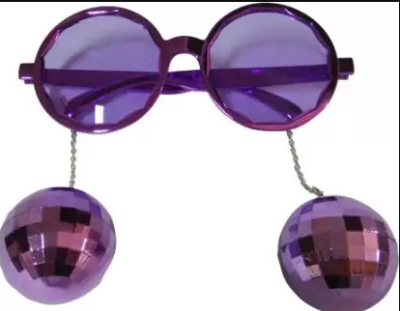 Mor Disko Topu Küpeli Parti Gözlüğü 15x16 cm (1)