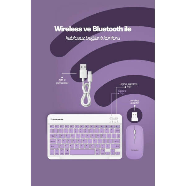 Mor Kablosuz Klavye Ve Mouse Seti - 2