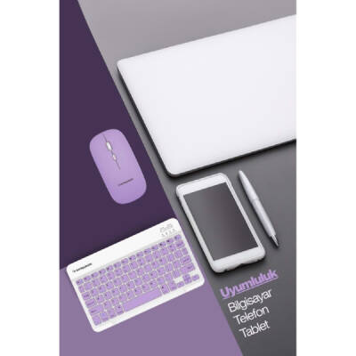Mor Kablosuz Klavye Ve Mouse Seti - 4