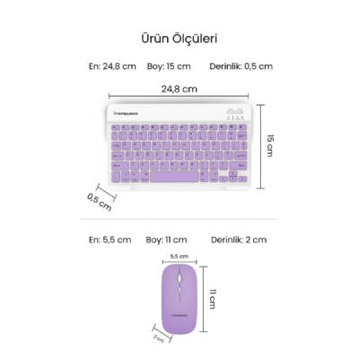 Mor Kablosuz Klavye Ve Mouse Seti - 5