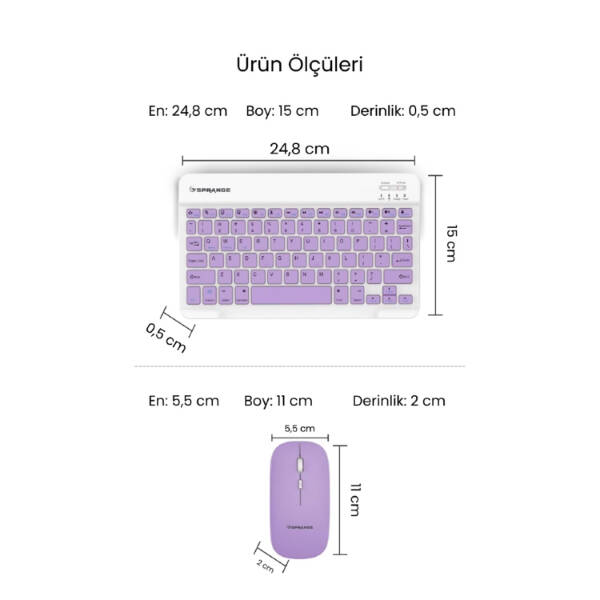 Mor Kablosuz Klavye Ve Mouse Seti - 5