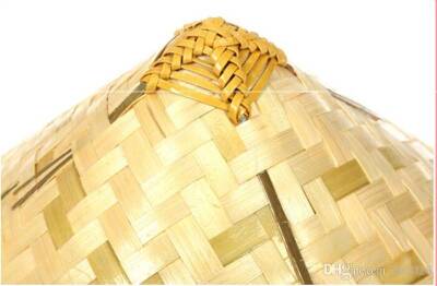 Naturel Renk Cambodia Kamboçyalı Vietnam Şapkası PVC Hasır - 3