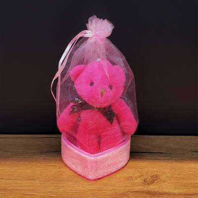 Pembe Hediyelik Kese İçinde Ayıcık